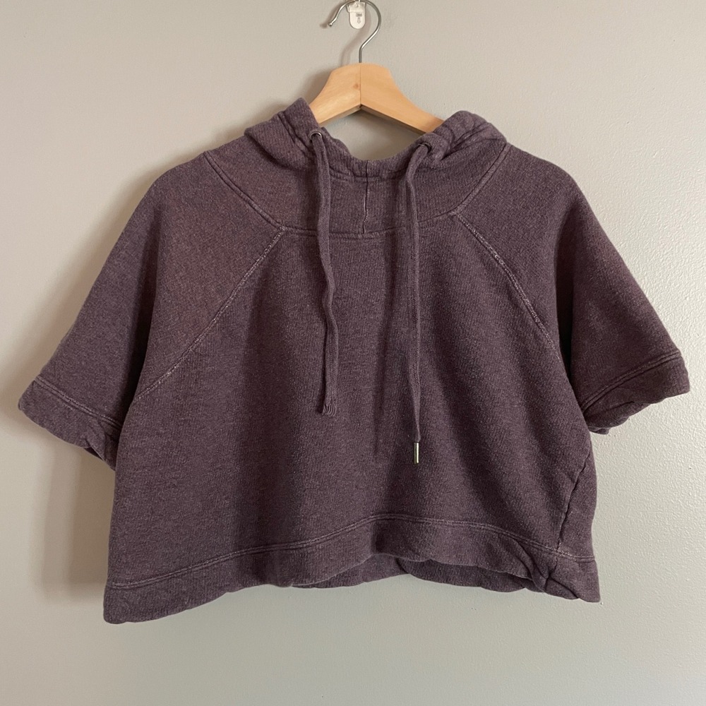 Pact Short Sleeve Hoodie Womens Medium Purple Organic Cotton Cropped Athleisure